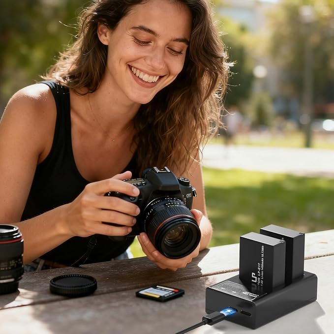 LP LP-E17 Battery Charger, LCD Display & USB-C Dual Slot Charger Compatible