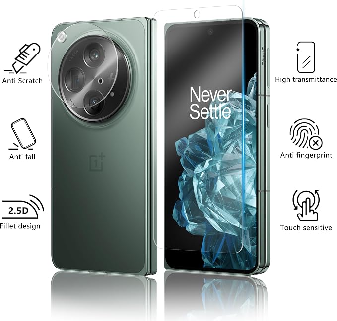 V-PORYADKU 2 Pack for OnePlus Open Screen Protector + 2 Pack Camera Lens