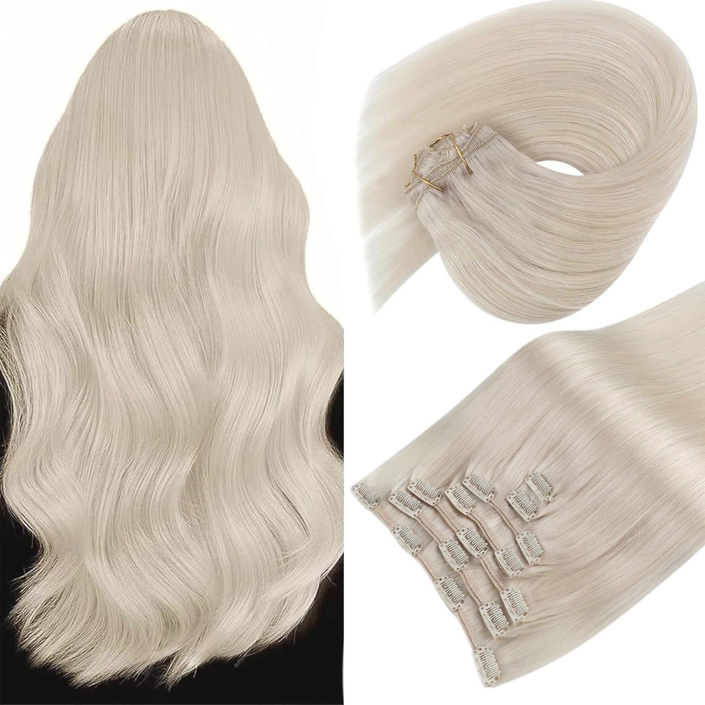 Sunny Blonde Clip In Hair Extensions Real Hair Extensions Clip In Human Hair Platinum Blonde Human Hair Clip In Extensions Blond