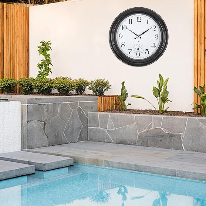 Atomic Outdoor Wall Clock 18 Inch Sealed Outdoor Waterproof Clock