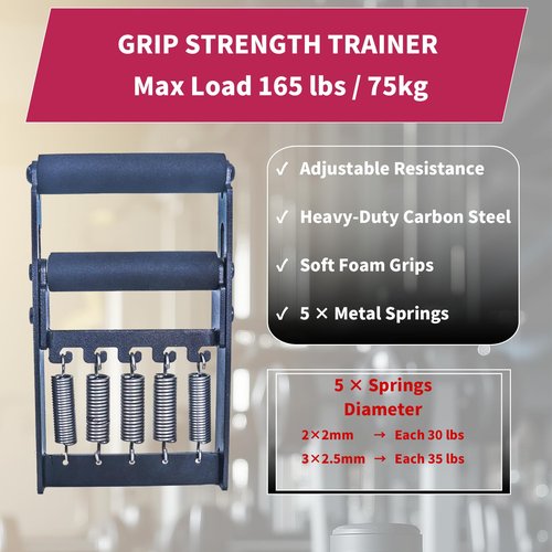 AHTAPFON Grip Strength Tester Trainer Set-Electronic Hand Dynamometer of 396lbs & Solid Metal Grip Strengthener -Adjustable Resistance of 165lbs-5×Heavy-Duty Springs,Fit Sport Home Gym Workouts