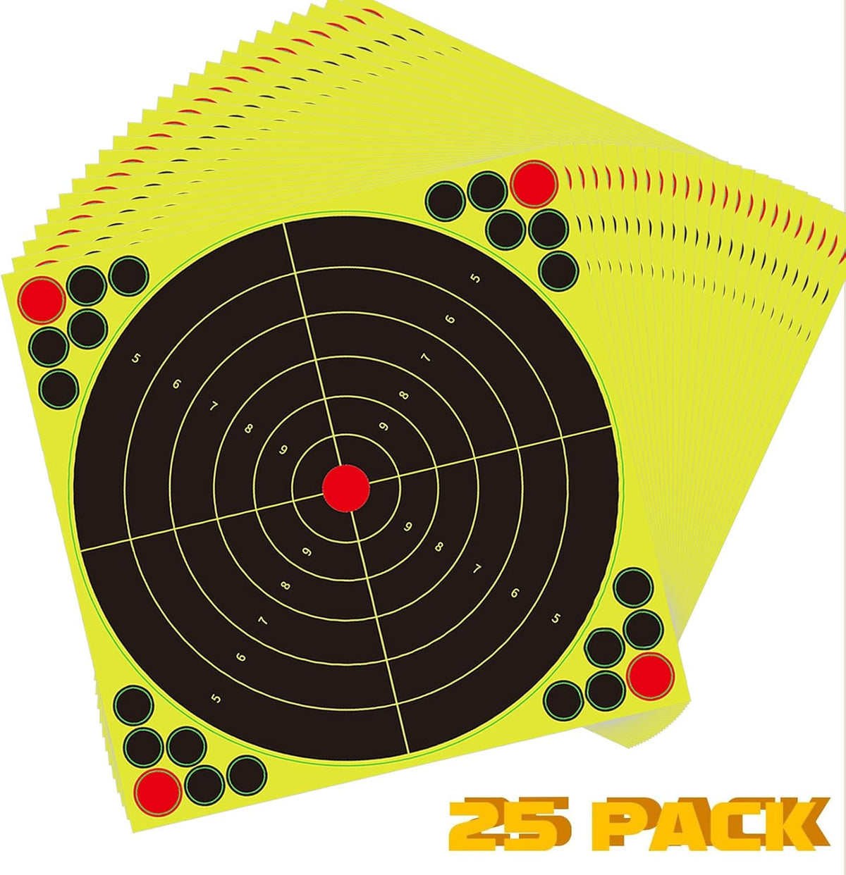 Reactive Fluorescent Shooting Targets by Splatter Targets - 12x12” Adhesive Stickers with Repair Patches for Range Training