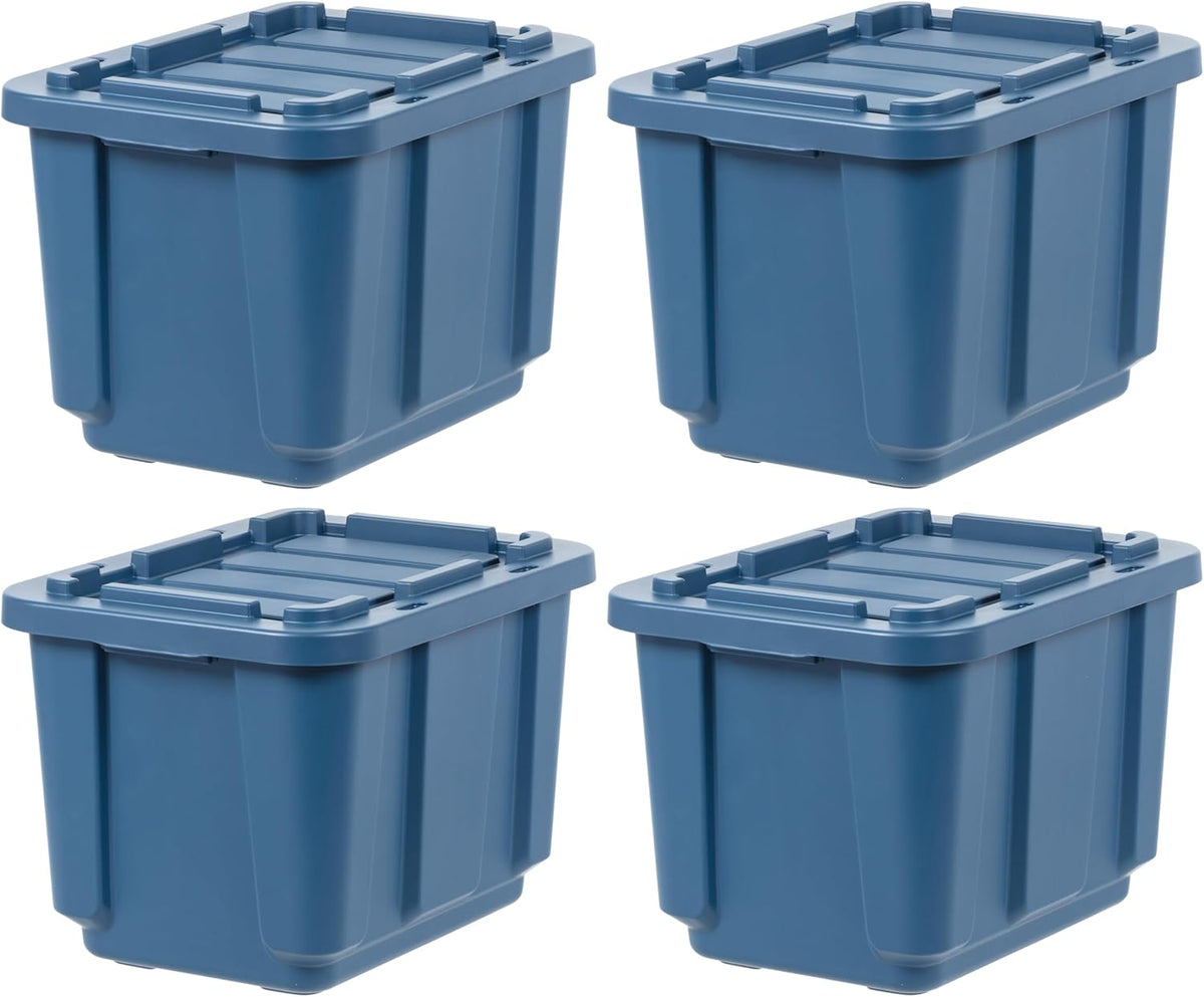 IRIS USA 4-Pack 12 Gallon Storage Bins with Lids |Made in USA| Heavy Duty Plastic Tote Containers for Seasonal Organization, Large - Green/Red