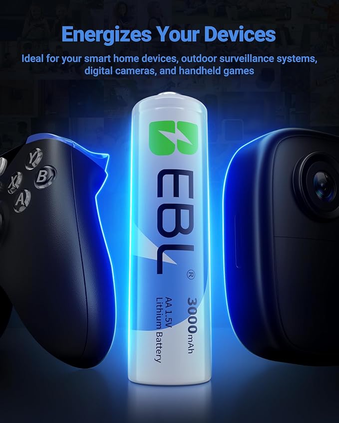 EBL AA Lithium Batteries 24 Pack, 3000mAh 1.5V Double A Battery, Long-Lasting