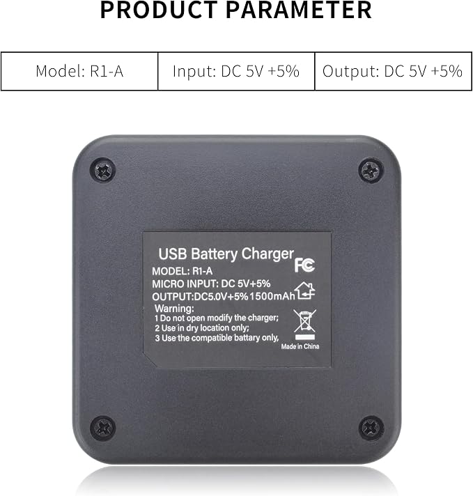 Battery Charger for Ring Rechargeable Battery, Dual Port Battery Charger