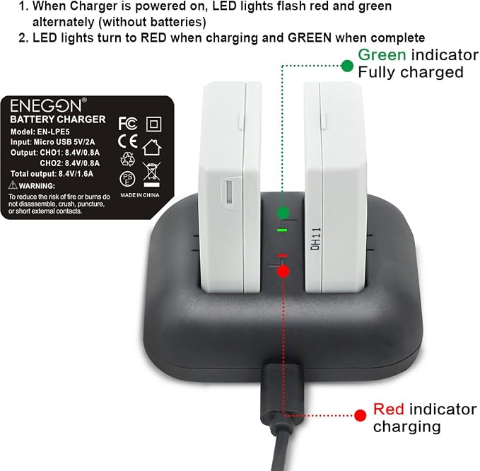 ENEGON LP-E5 Replacement Battery and Rapid Dual Charger