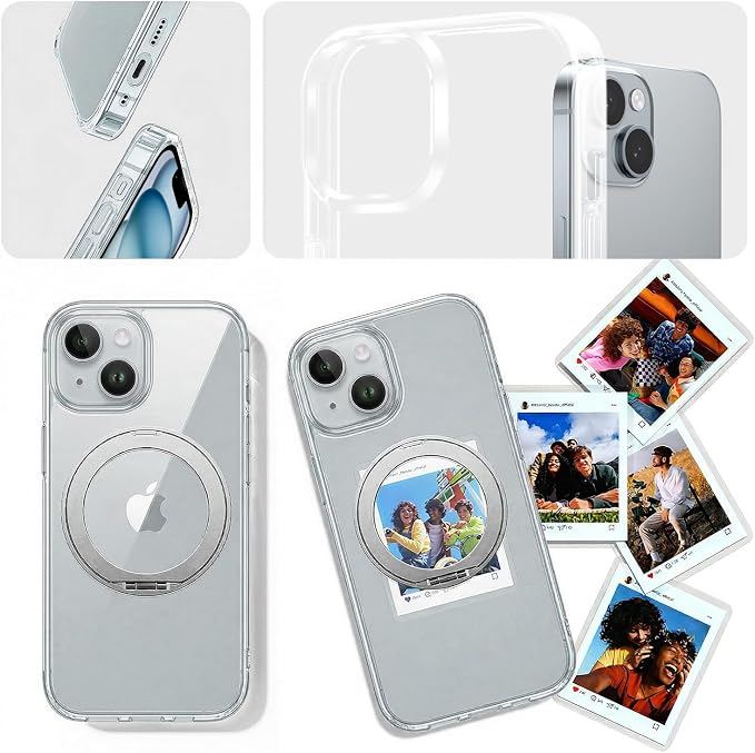 toushion 3 in 1 for iPhone 15 Case Stand |Build in Kickstand, Screen Protector