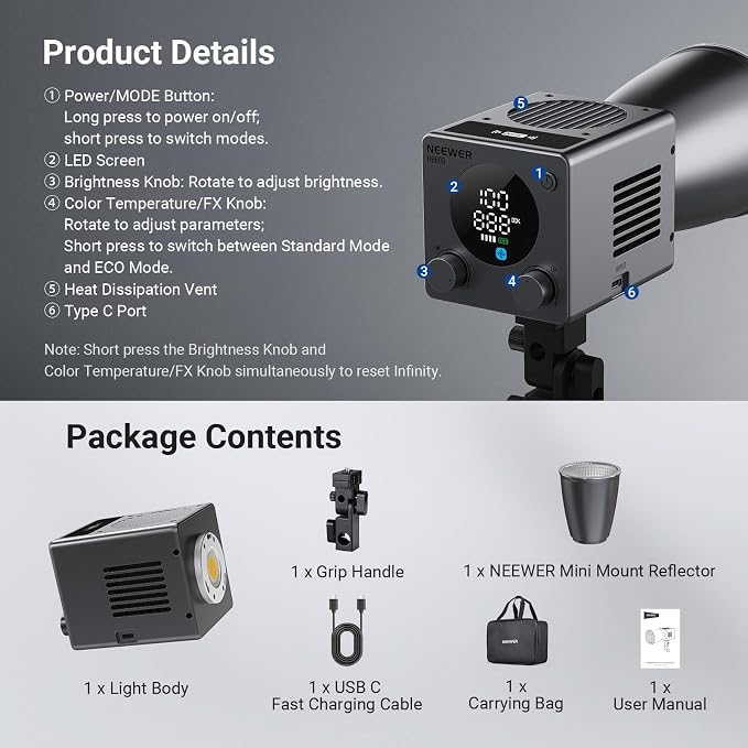 NEEWER 60W Mini LED Video Light