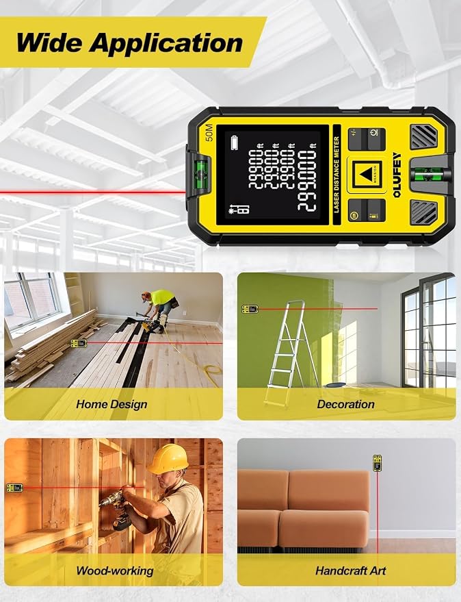 Laser Measure, Laser Distance Meter Device IP54 Portable Digital Measure Tool