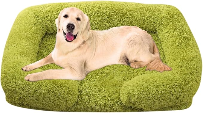 Dog Beds Large Sized dog Orthopedic, Sofa Dog Bed with Waterproof Lining and Nonskid Bottom, Rectangle Washable Dog Bed for Medium Small Dogs and Cats Comfortable ( Color : Green , Size : 31 x 21" )