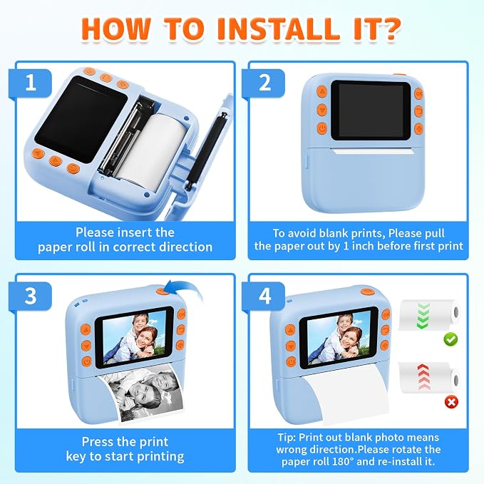 Instant Print Camera for Kids, Christmas Birthday Gifts for Girls Boys