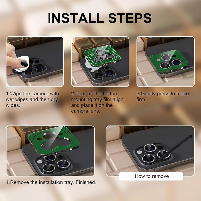 Misea Compatible for iPhone 16 Pro/iPhone 16 Pro Max Camera Lens Protector Bling