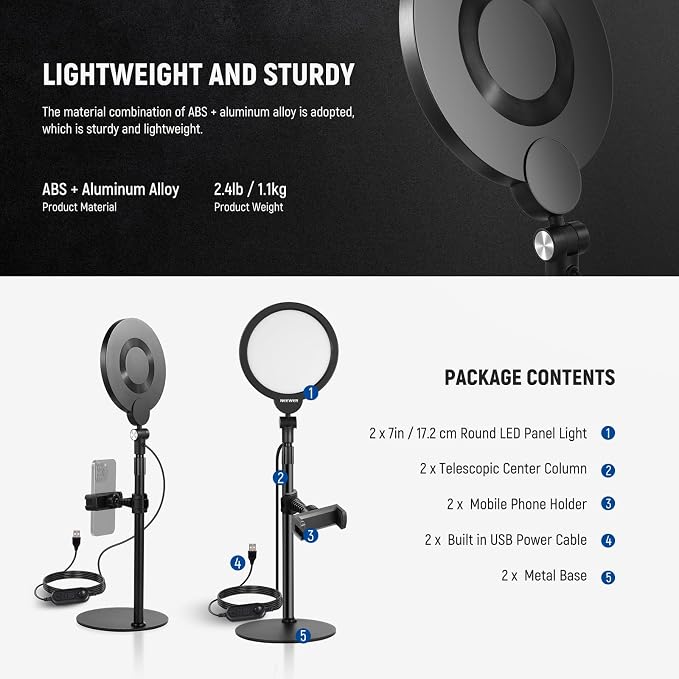 NEEWER Basics 2 Pack 7" Desktop Ring Lights