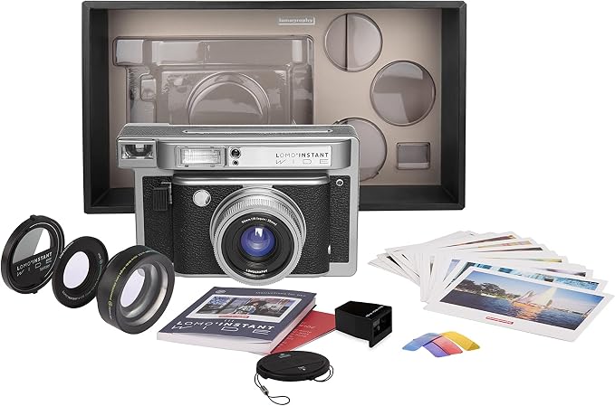 Lomography Lomo'Instant Wide Camera & Lenses Monte Carlo Black Leather