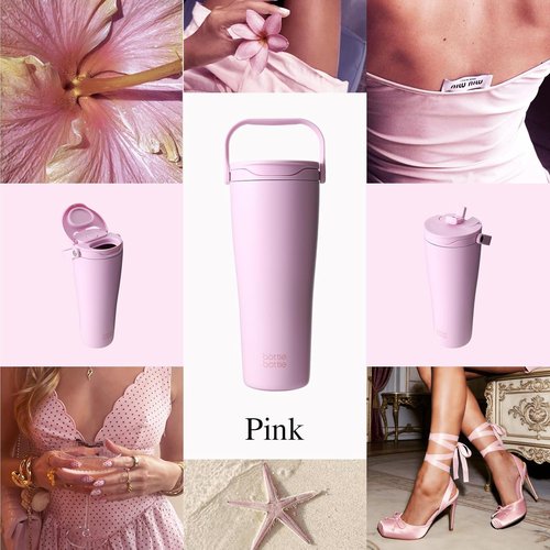 BOTTLE BOTTLE Insulated Tumbler - 30oz Stainless Steel Water Bottle with Handle & Straw Lid | BPA-Free, Pink