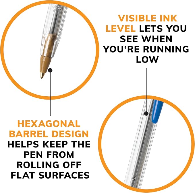 BIC Cristal Xtra Smooth Blue Ballpoint Pens, Medium Point, School Supplies