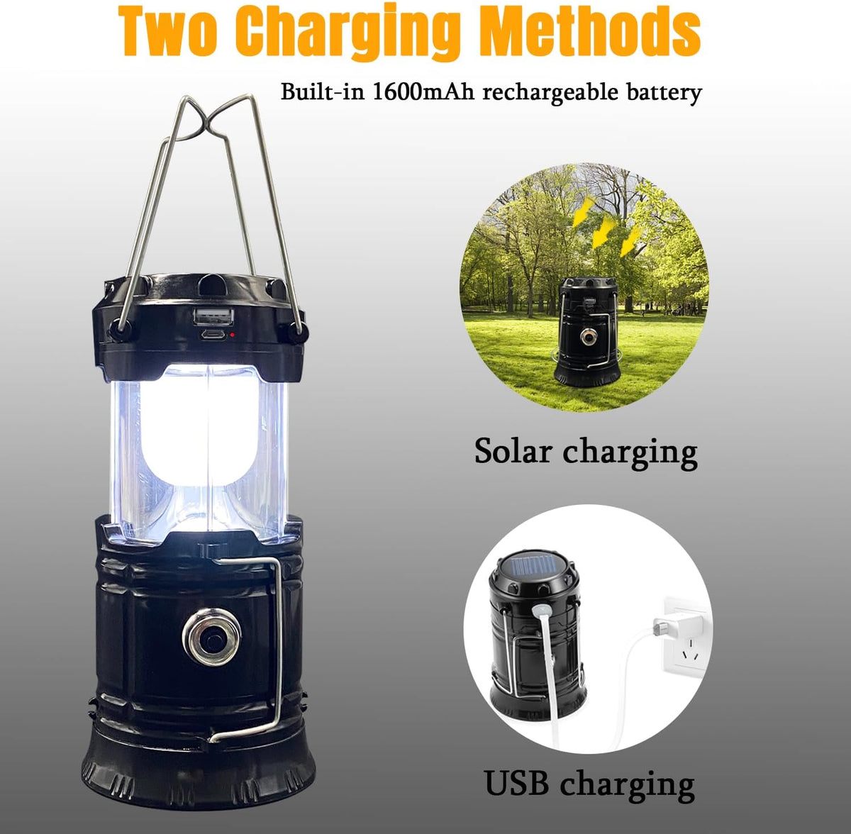 XTAUTO Collapsible Portable LED Camping Lantern - Lightweight Waterproof Solar USB Rechargeable | 4-Pack Emergency Light for Outdoor & Indoor Use