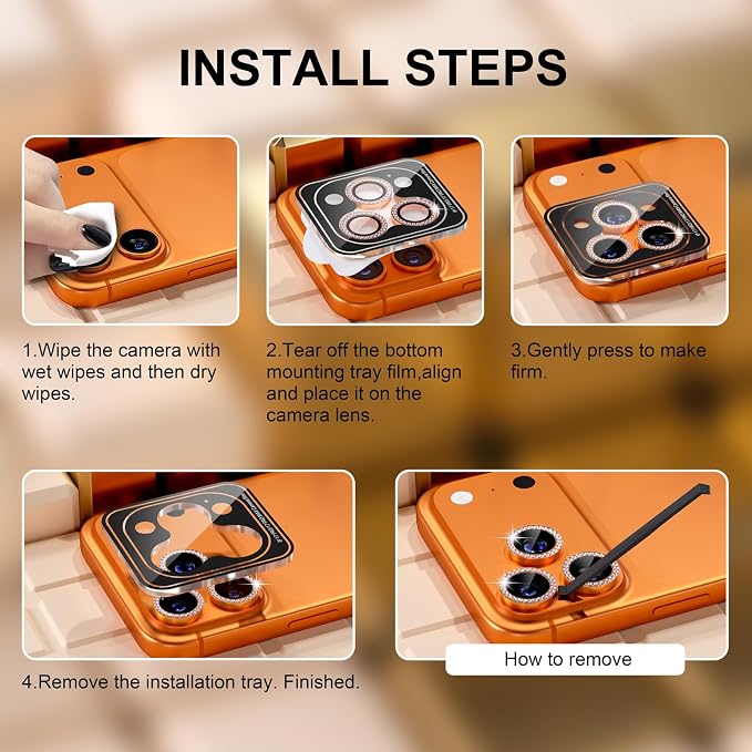 Misea Compatible for iPhone 17 Pro/iPhone 17 Pro Max Camera Lens Protector Bling