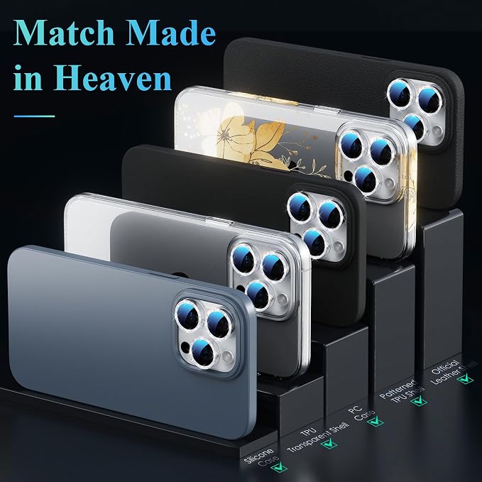 YWXTW Designed for iPhone 16 Pro/iPhone 16 Pro Max Camera Lens Protector Bling