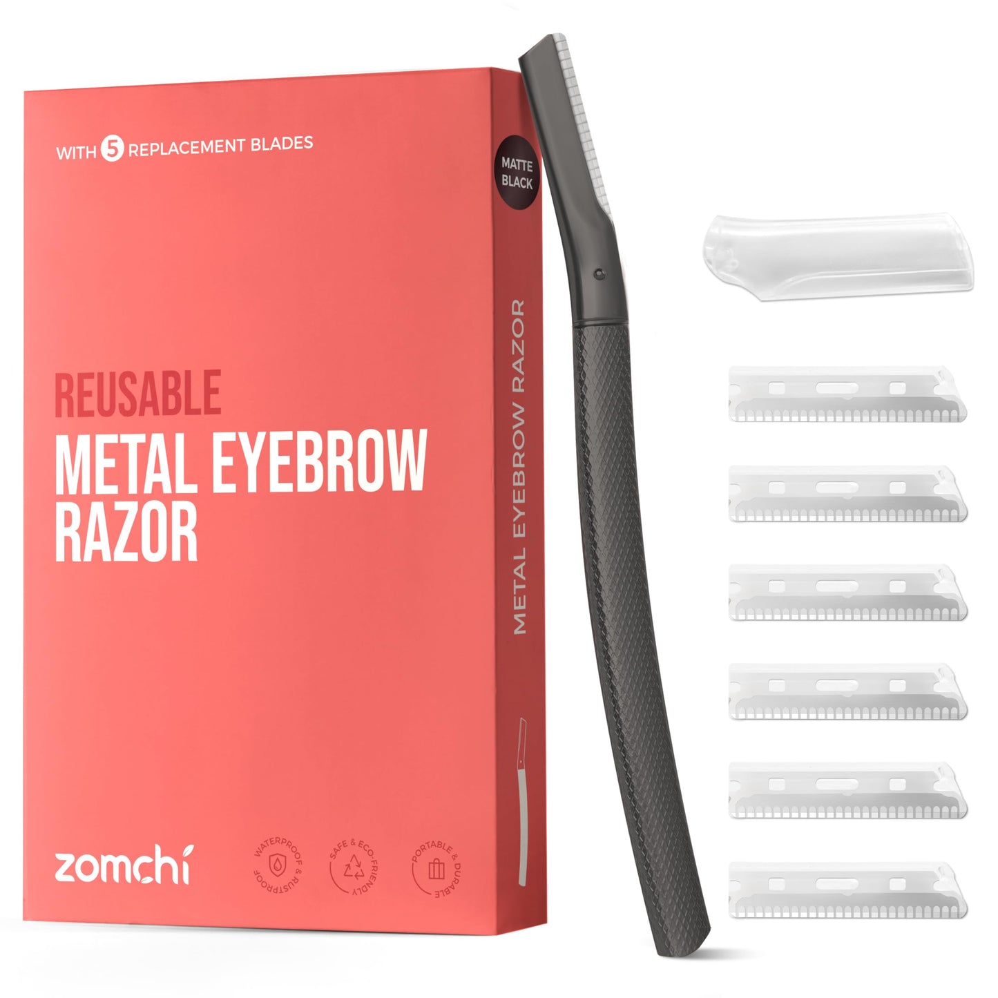 Zomchi Eyebrow Razor, Face Razors For Women&Men, Eyebrow Trimmer Shaper With Precision Cover,Facial Shaver With 6 Blades (Black)