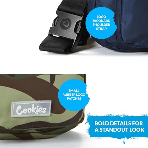 Cookies Traveler Smell Proof Sling Bag - Stylish Crossbody with Adjustable Strap & Multi Pocket Storage | Black