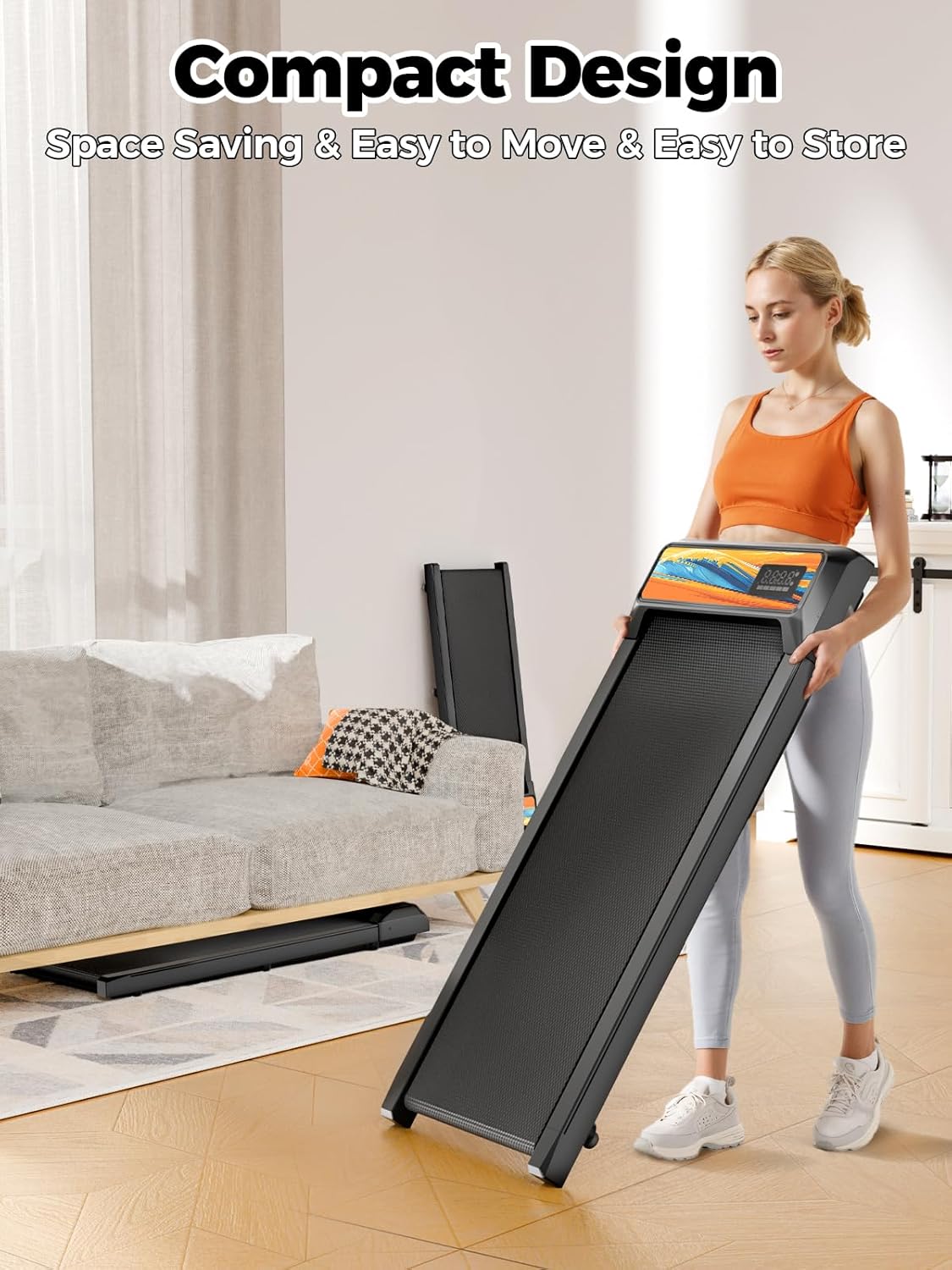 Skiennix Walking Pad Treadmill - Compact Design with 10% Incline for Home Fitness