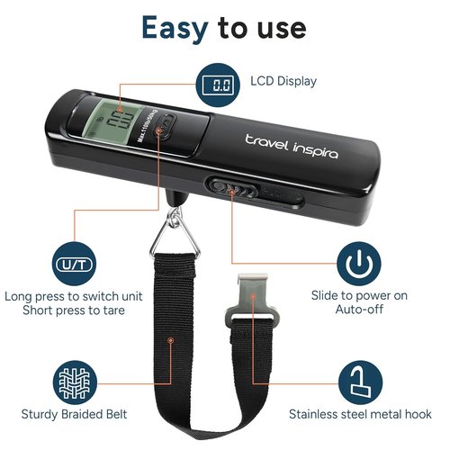 Battery-Free Luggage Scale - Portable Handheld Suitcase Scale | 110 lbs/50 kg Capacity