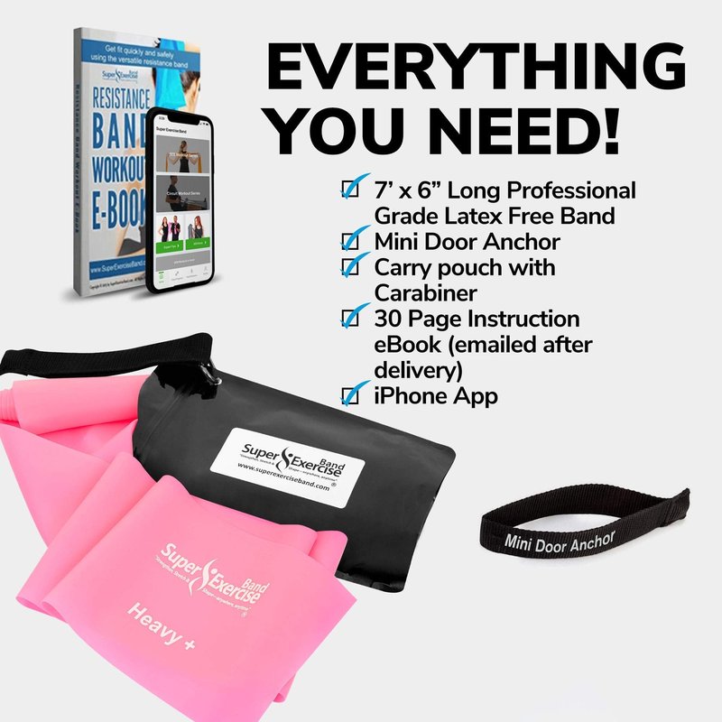 Resistance Bands for Working Out | 7Ft Long Resistance Bands |Super Exercise Bands with Carry Pouch and Door Anchor I Latex Free Workout Bands Including an Exclusive Workout App and E-Book