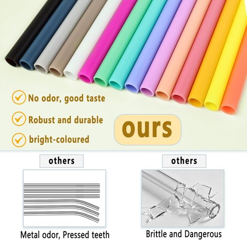 NTIERA Replacement Straws for Owala FreeSip Bottles - 8 Reusable Plastic Straws with Cleaning Brush | Multi-Color Set