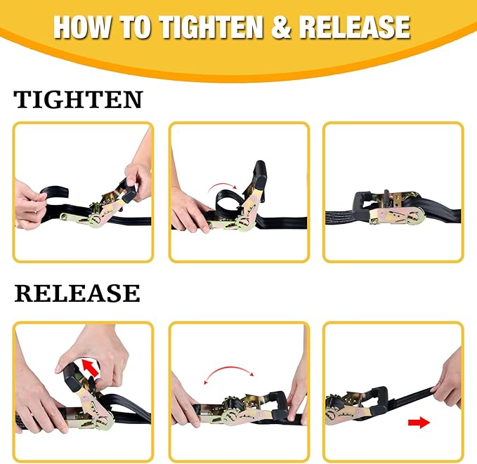 Endless Retractable Ratchet Straps 1650 lb Break Strength 2in x 20 Ft (No Hooks) Tie Down Kit for Securing Stuff to Roof Rack,Travel Trailer/RV Battery,Motorcyle