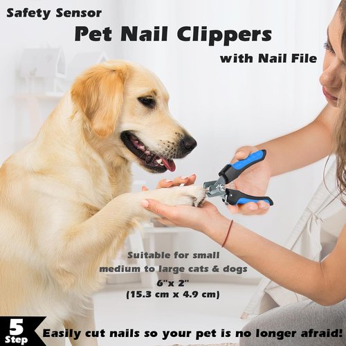 Augwind 7-in-1 Pet Grooming Kit - Premium Dog & Cat Comb, Deshedding Brush, Nail Clipper & Bath Brush - Blue