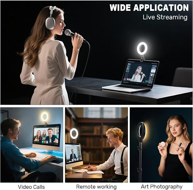 Anautin Ring Light for Video Conference Lighting, 360°Adjustable, Portable LED