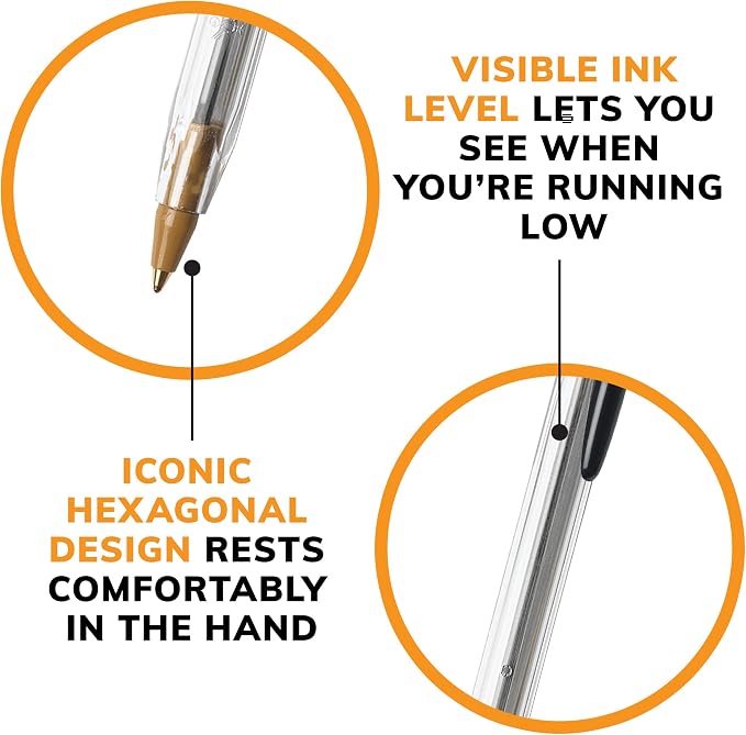 BIC Cristal Xtra Smooth Black Ballpoint Pens, Medium Point, 24-Count Pack