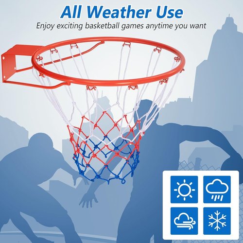 Goplus Basketball Rim - 18’’/15’’ Replacement Hoop with All-Weather Net for Indoor/Outdoor Use