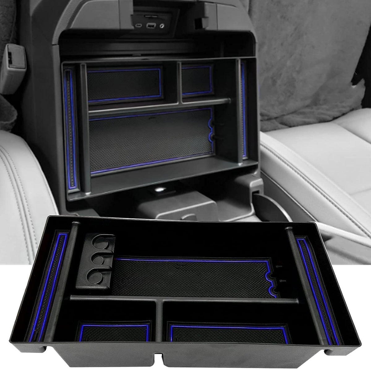 Center Console Organizer Tray fits for 2019-2022 GMC Sierra/Chevy Silverado 1500 Accessories, 2020-2021 2022 2023 Silverado/Sierra 2500 HD/3500 HD