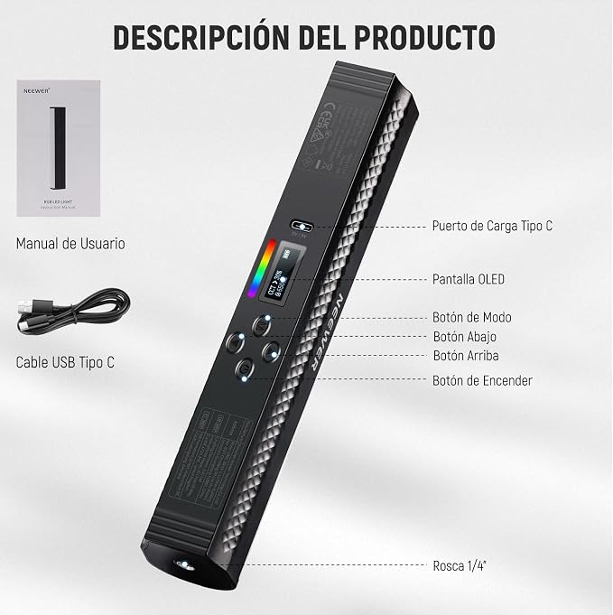 NEEWER RGB Light Wand with APP Control, Magnetic Handheld Photography Video