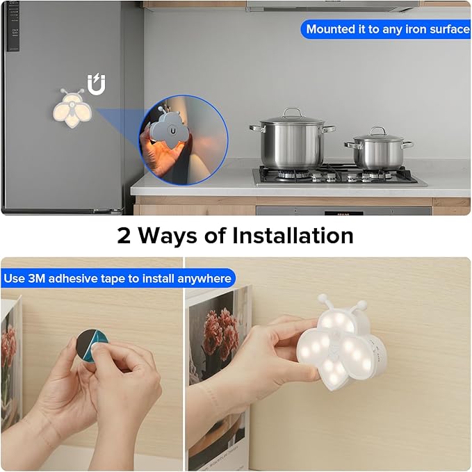 Motion Sensor Stair Lights Indoor - Rechargeable Dimmable RGBW & Warm White Night Light, Magnetic Mount Motion Activated Battery Lamp for Step Hallway Bathroom Cabinet Closet(White, 1 Pack)