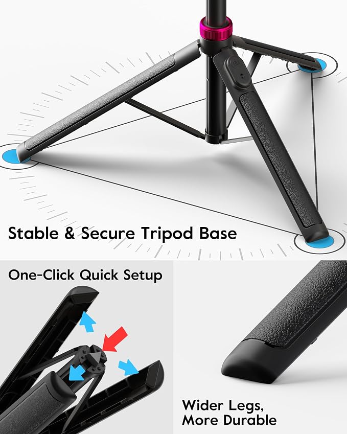 Magnetic Ring Light with Stand and Phone Clip, 6000mAh Phone Tripod with Light