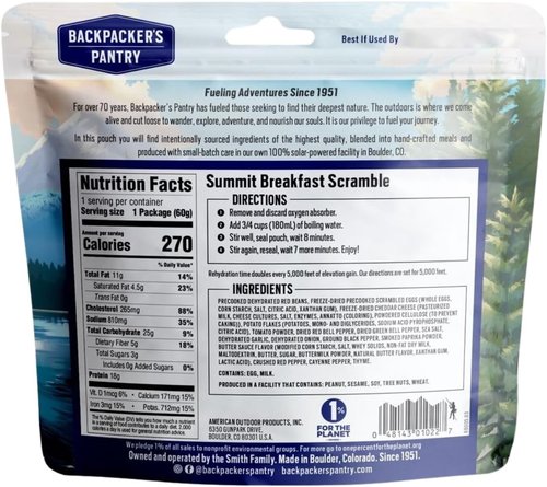Backpacker's Pantry Granola with Blueberries & Almonds - Freeze-Dried Camping Food | 16g Protein, Vegetarian - 6 Pack