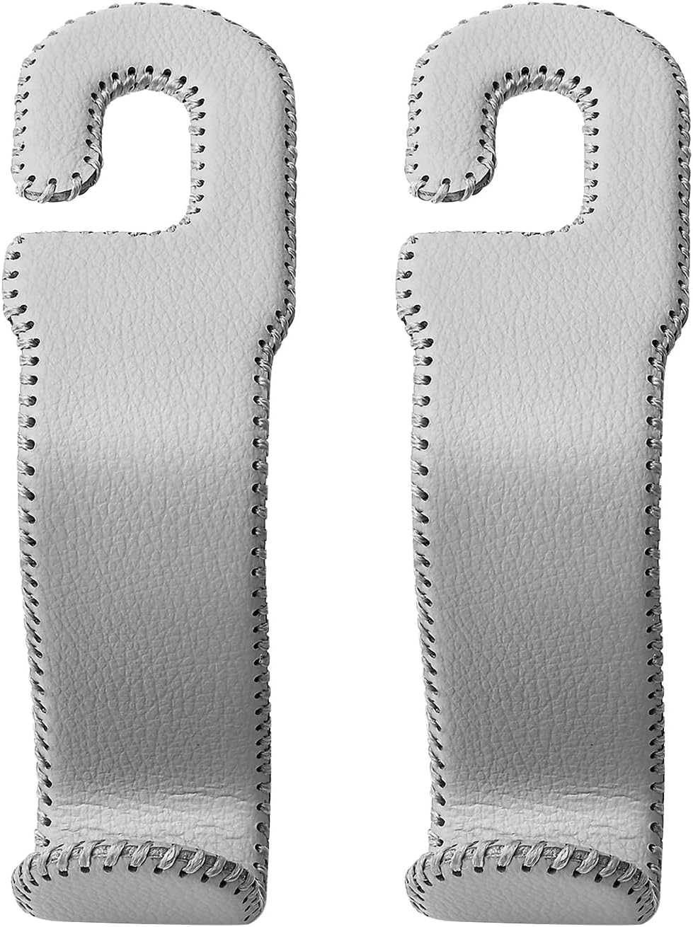 AMVOYOA Leather Hooks for Headrest - Fully Leather-Wrapped U-Shaped Purse Holder for Car, Flexible Seat Back Organizer & Durable Car Accessories for Purses, Bags, Coats & More (Brown, 2 Pack)