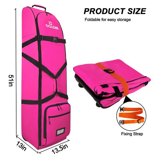 Goloni Golf Travel Bag with Wheels for Airlines, Heavy Duty Golf Club Travel Case, Water Resistant Golf Bag Cover for Air Travel, Portable Foldable Golf Luggage for Men Women