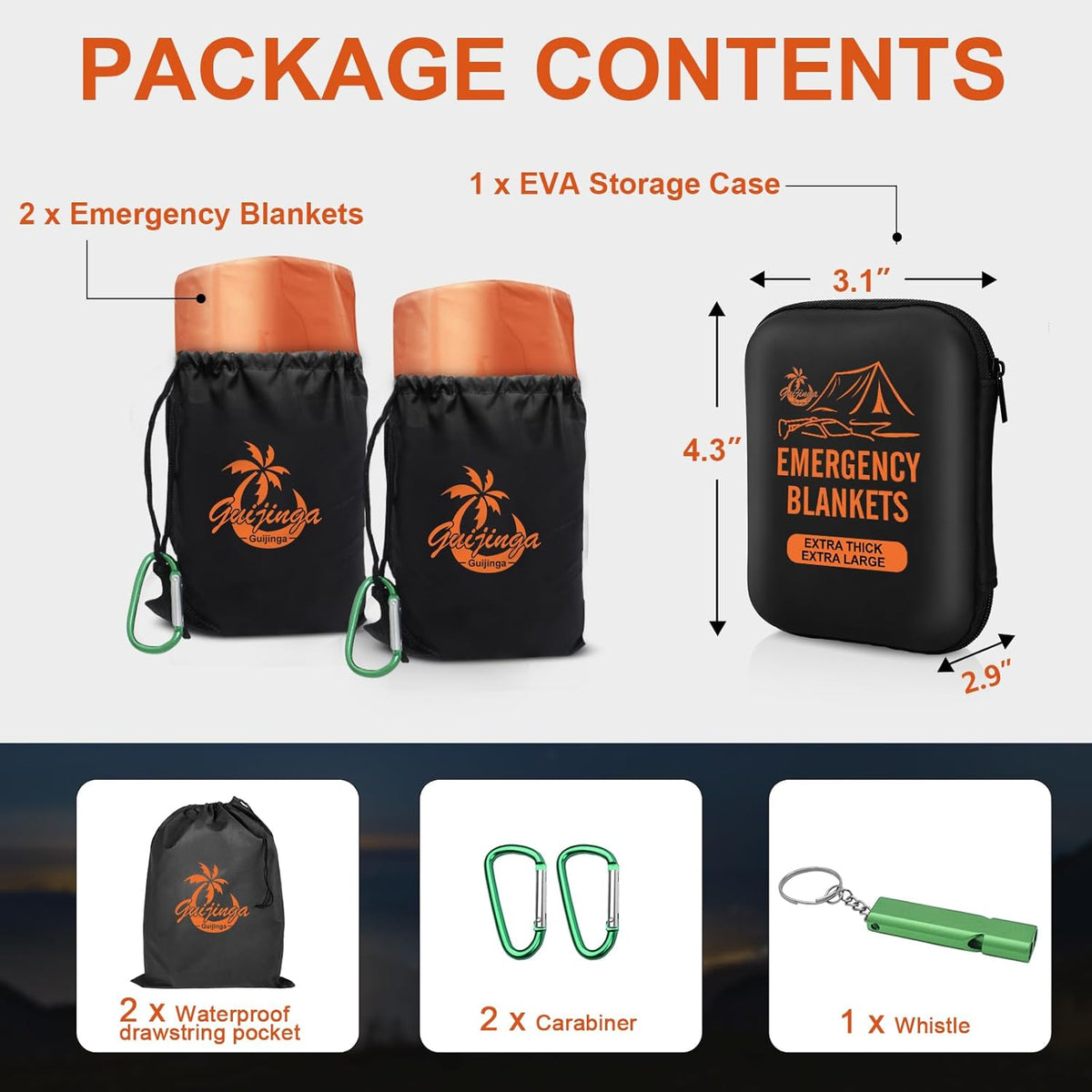 Survival Emergency Blankets - Thick Mylar Space Blankets for Camping & Hiking | 2-Pack/4-Pack