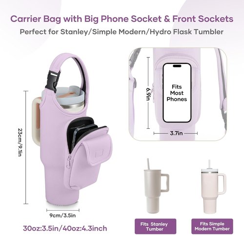 Bufilea Carrier Bag - Insulated Neoprene Crossbody Bag with Phone Holder for Stanley 40/30oz Tumblers