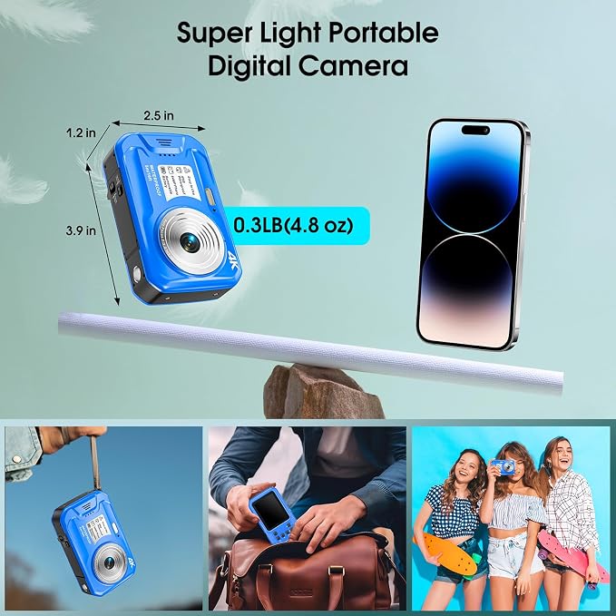 4K 64MP Floatable Underwater Camera, 16FT Waterproof Autofocus Digital Camera