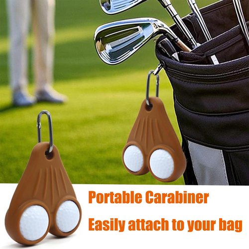 Cowenhey Funny Golf Ball Sac Holder, Silicone Golf Ball Holder Pouch, Portable Golfs Balls Storage Bag Golf Accessories for Men Gifts, Prank Fake Saggy Gift (Brown)