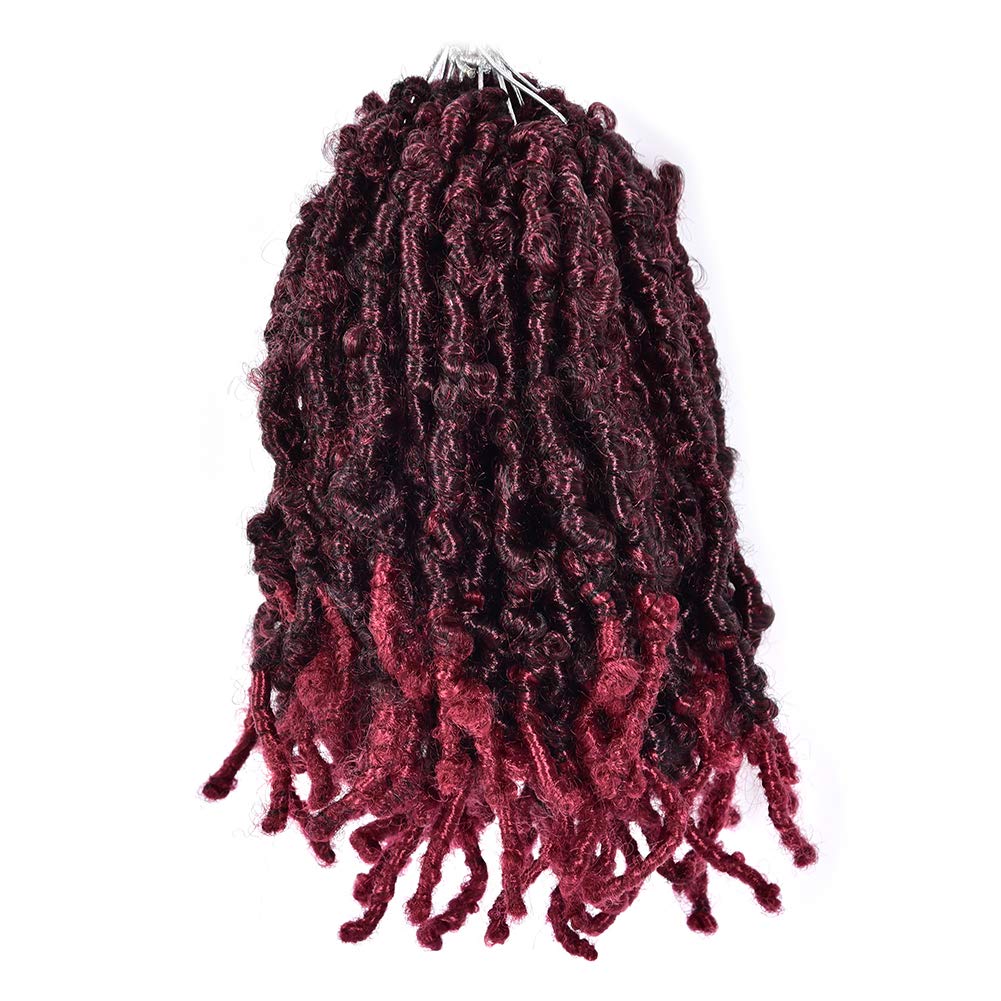 Niseyo 6 Packs Butterfly Locs Crochet Hair 12 Inch Pre Looped Distressed Locs Crochet Braids (T118)