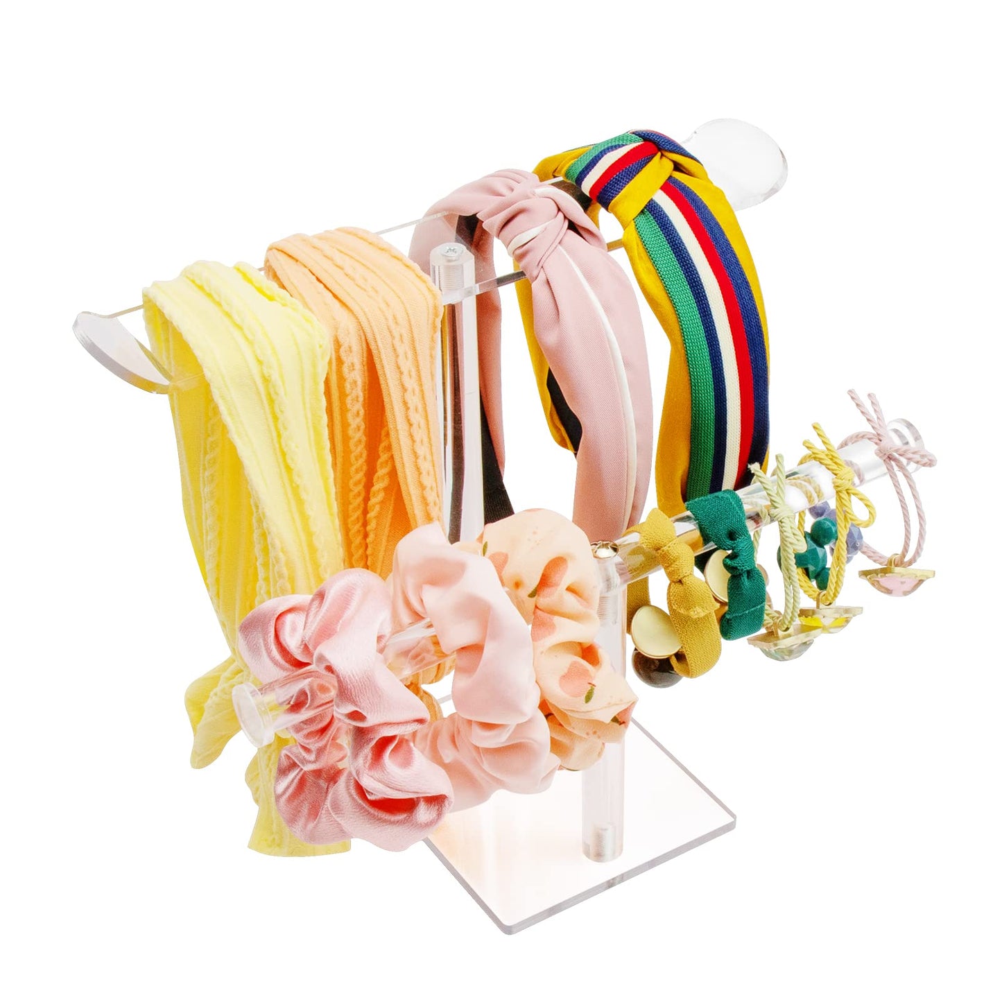Bigfety Acrylic Headband Holder, 2-Tier Hair Accessories Organizer Clear Stand For Girls