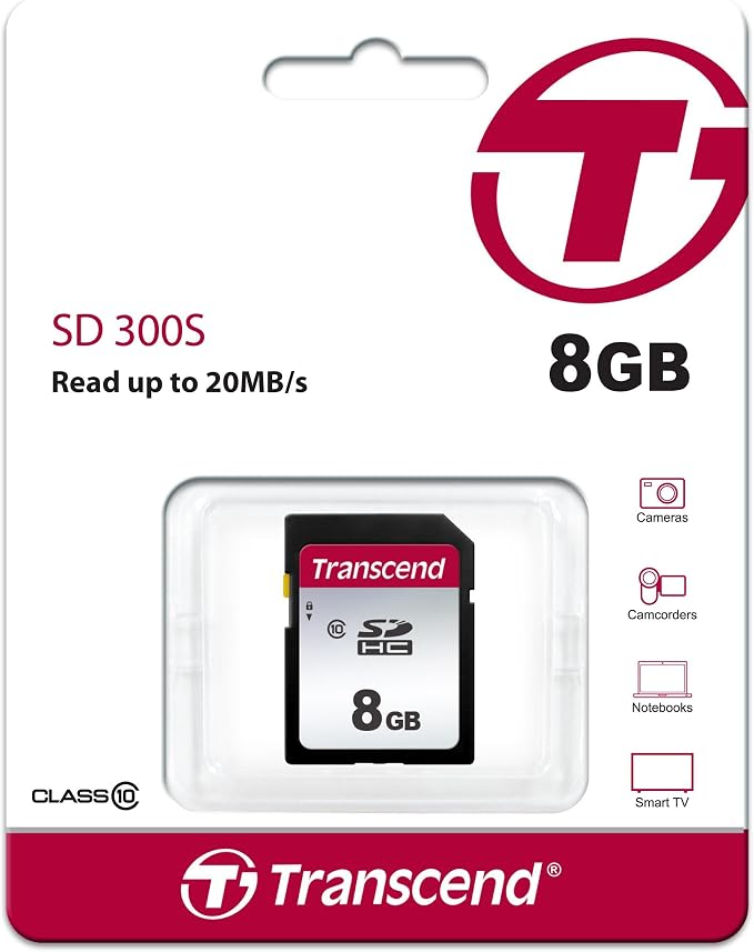 Transcend SDC300S 8GB SDHC SD Card, Compatible