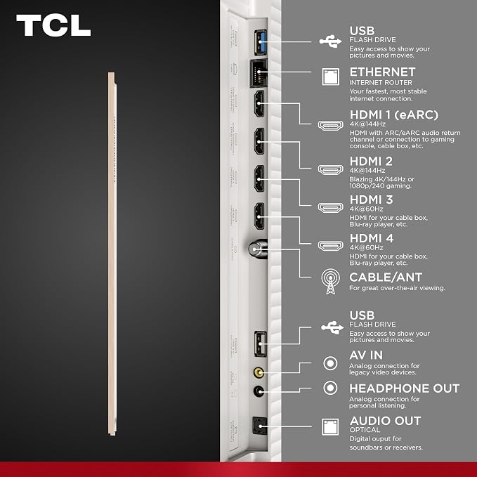 TCL 85 Inch Class NXTVISION Series Picture Frame Art TV | 85A300W, Latest Model | QLED 4K HDR Smart Google TV | 120HZ Dolby Atmos Audio | Alexa Google Apple Streaming Television | Easy Install