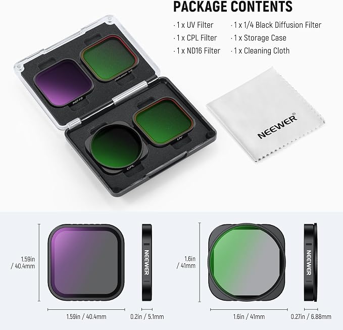 NEEWER 4 Pack ND Filter Set Compatible